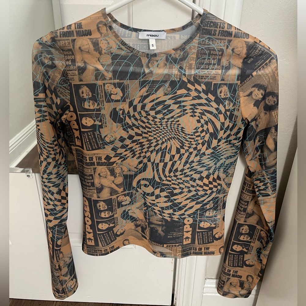 Miaou long sleeve mesh top